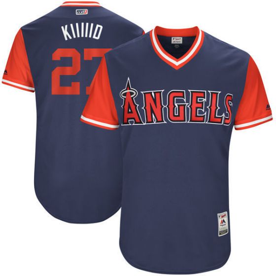 Men Los Angeles Angels #27 Kiiiiid Blue New Rush Limited MLB Jerseys->los angeles angels->MLB Jersey